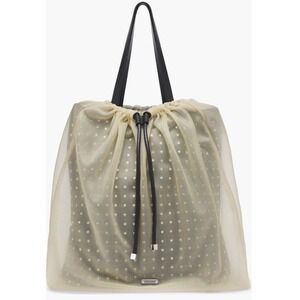 Alexander Mcqueen Women‎ Nebula Crystal Mesh Sheer Tulle Tote, Black, NWT